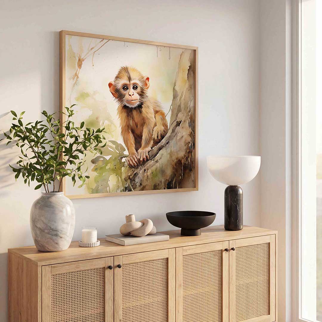 Jonge aap op boom Poster