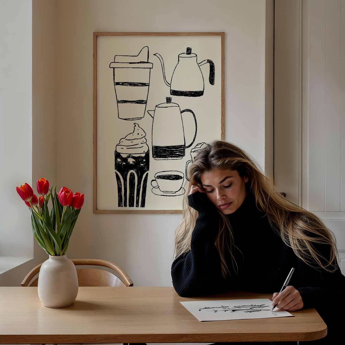 Koffiemoment Illustratie Poster-WallArtistic