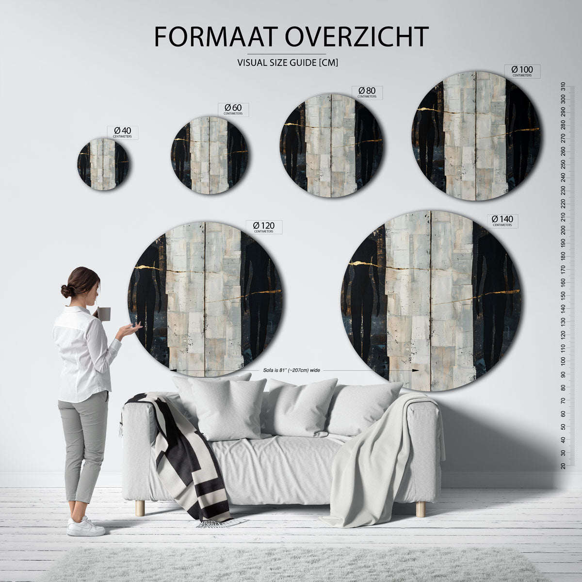 Silhouetten op tweekleurige Muurcirkel