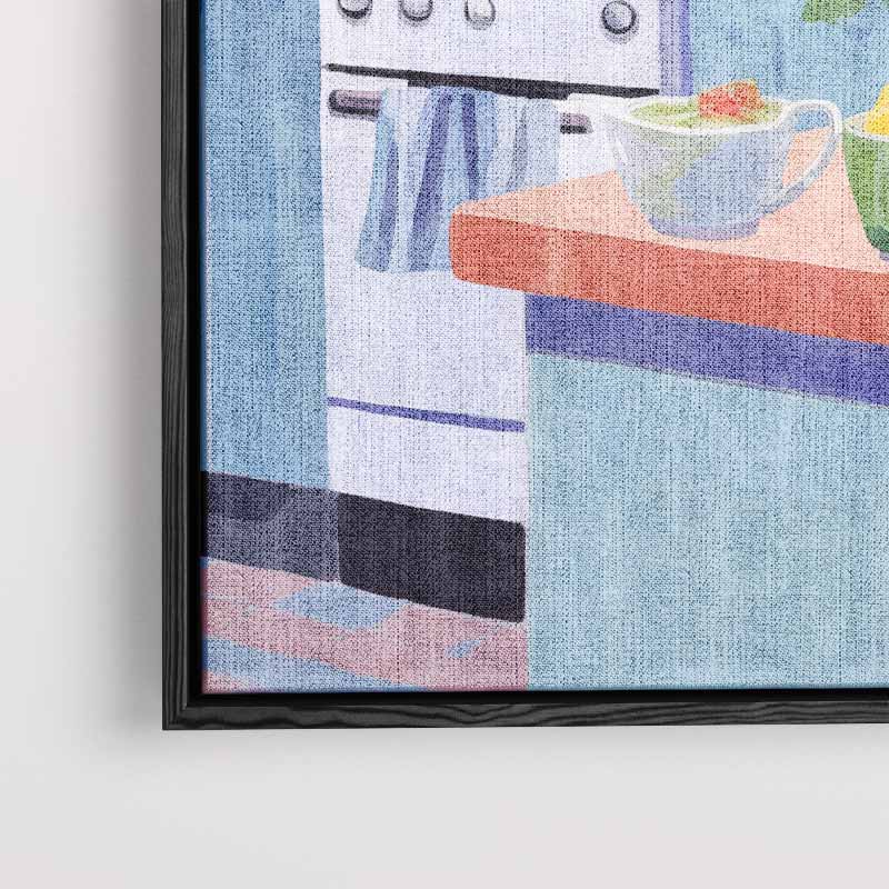 Kleurrijke Keukenidylle Kunstwerk-canvas-dibond-plexiglas-wanddecoratie-WallArtistic