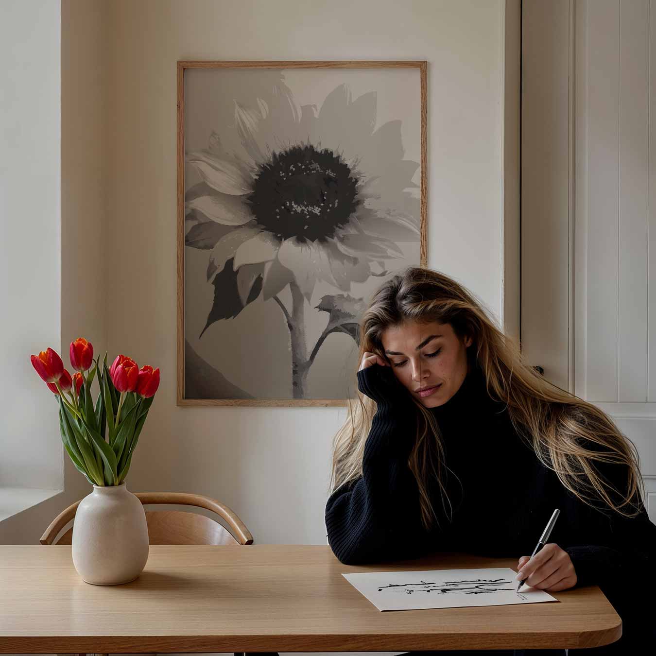 Zonnebloem Elegantie Poster-WallArtistic