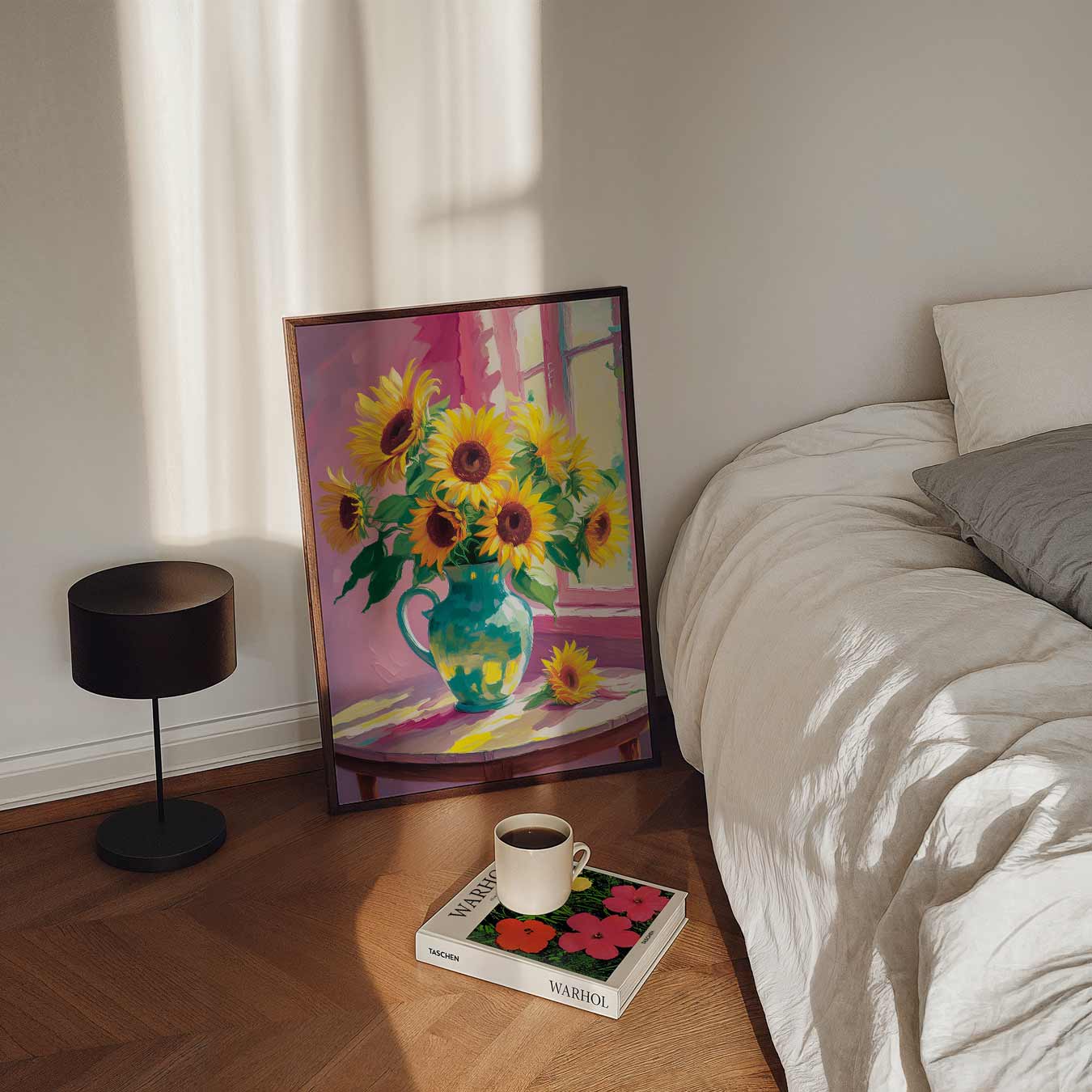 Zonnige Zonnebloemen in Vaasje Poster