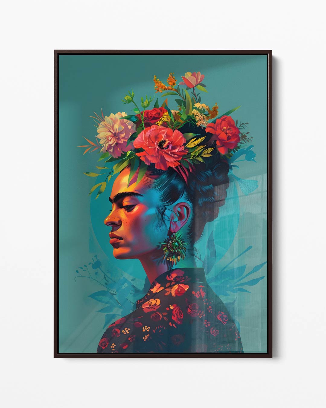 Bloemenkroon Portret Kunstwerk-canvas-dibond-plexiglas-wanddecoratie-WallArtistic