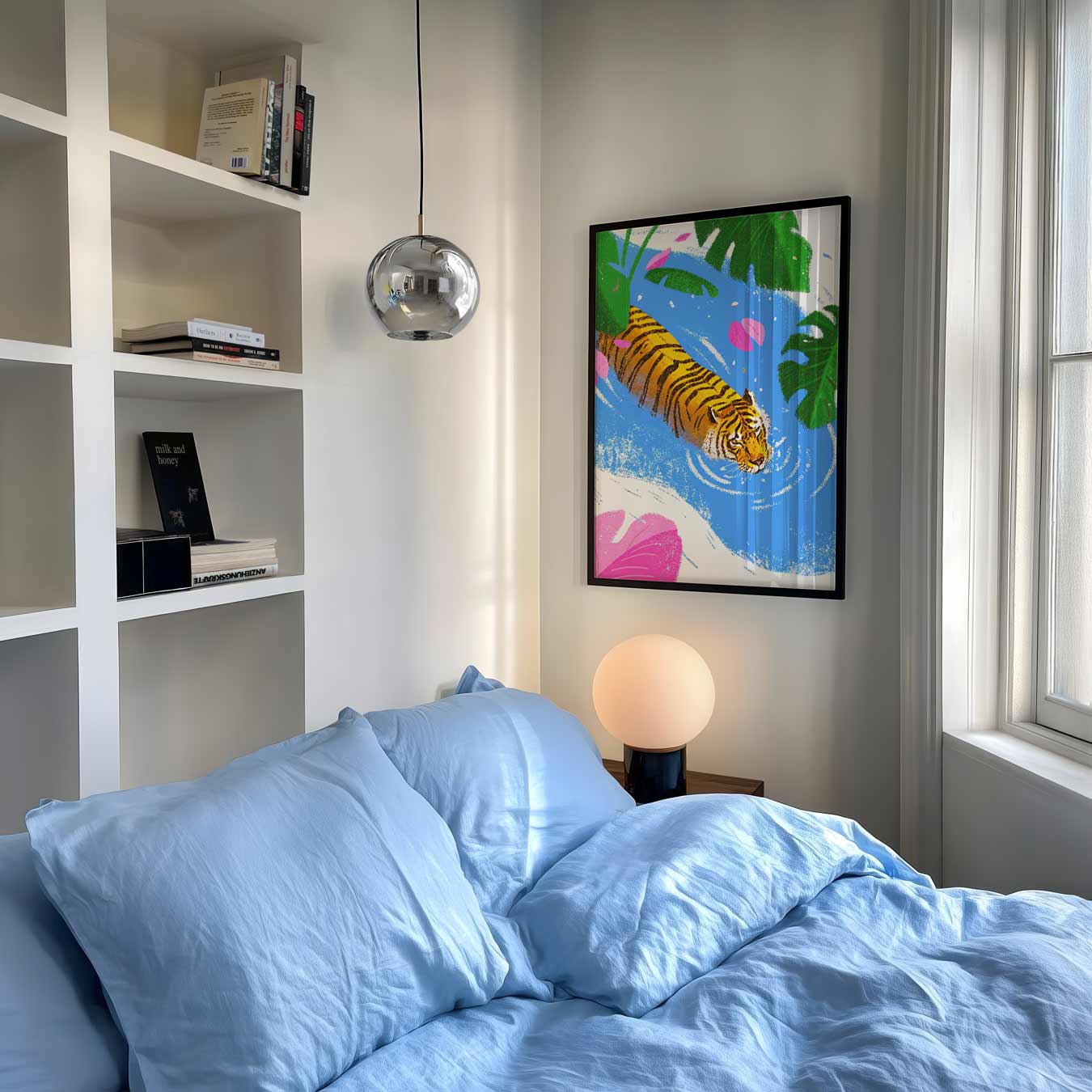 Vrolijke Tijger aan het Zwemmen Poster