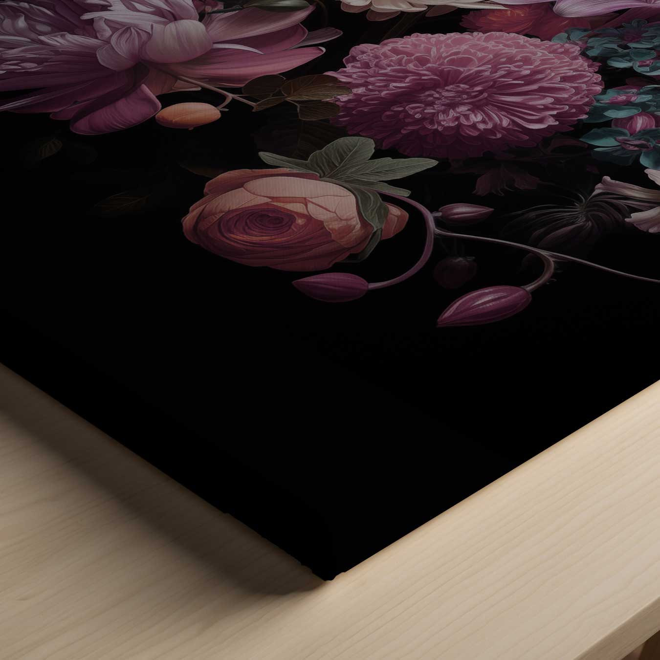 Bloemenexplosie in Donkere Zalen Kunstwerk-canvas-dibond-plexiglas-wanddecoratie-WallArtistic