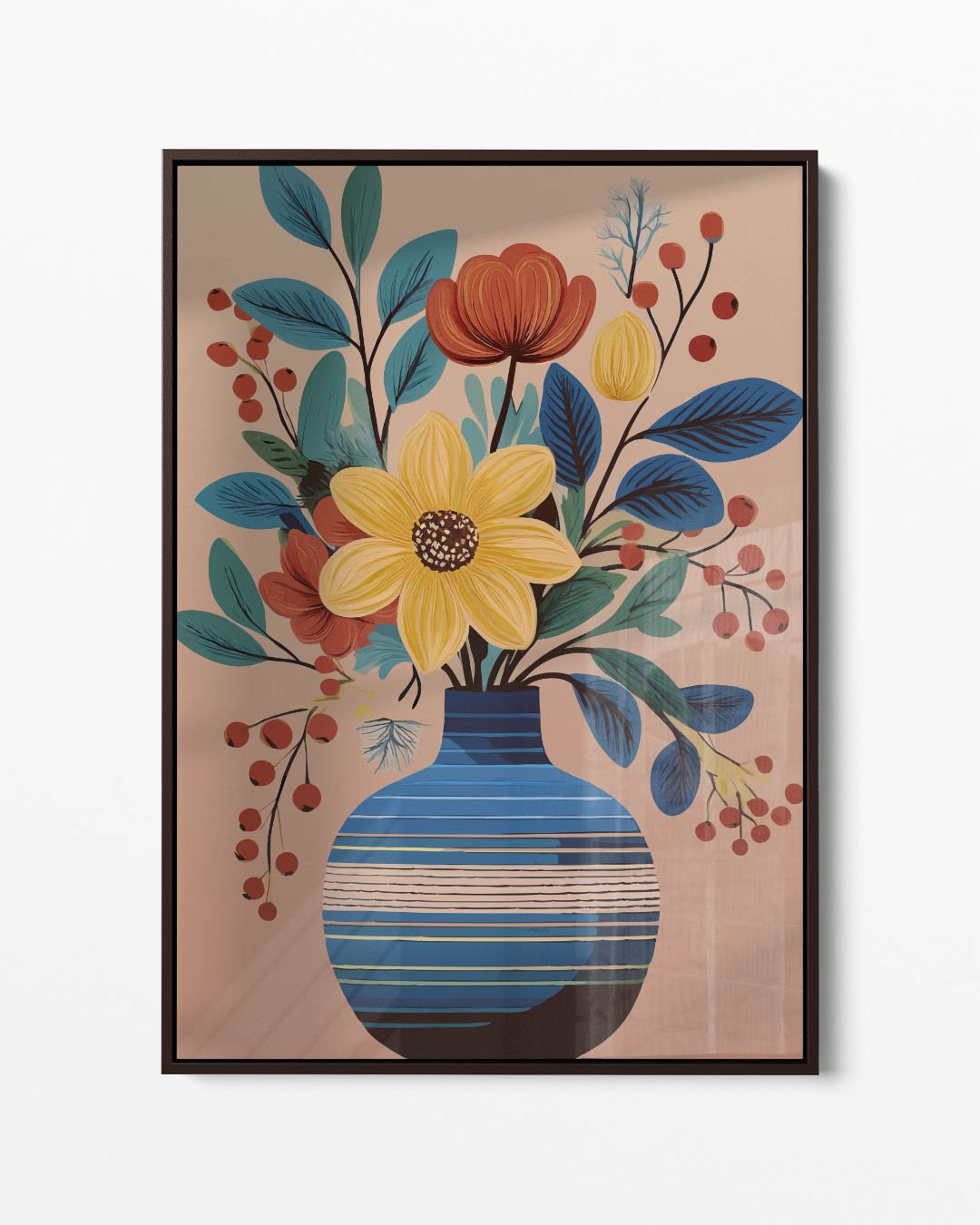Bloemenpracht in Blauwe Vaas Kunstwerk-canvas-dibond-plexiglas-wanddecoratie-WallArtistic