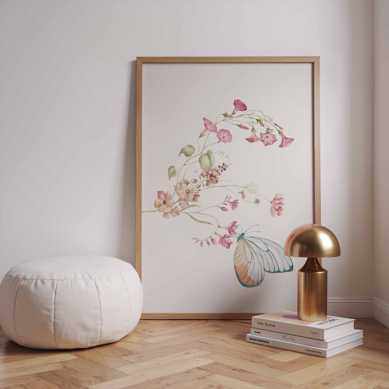 Vlinder en Bloemen Prachtposter-WallArtistic