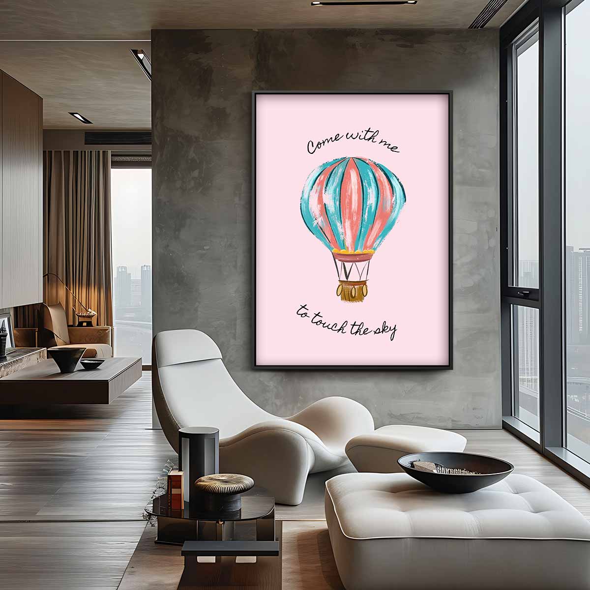 Dromerige Luchtballon Wanddecoratie Kunstwerk-canvas-dibond-plexiglas-wanddecoratie-WallArtistic