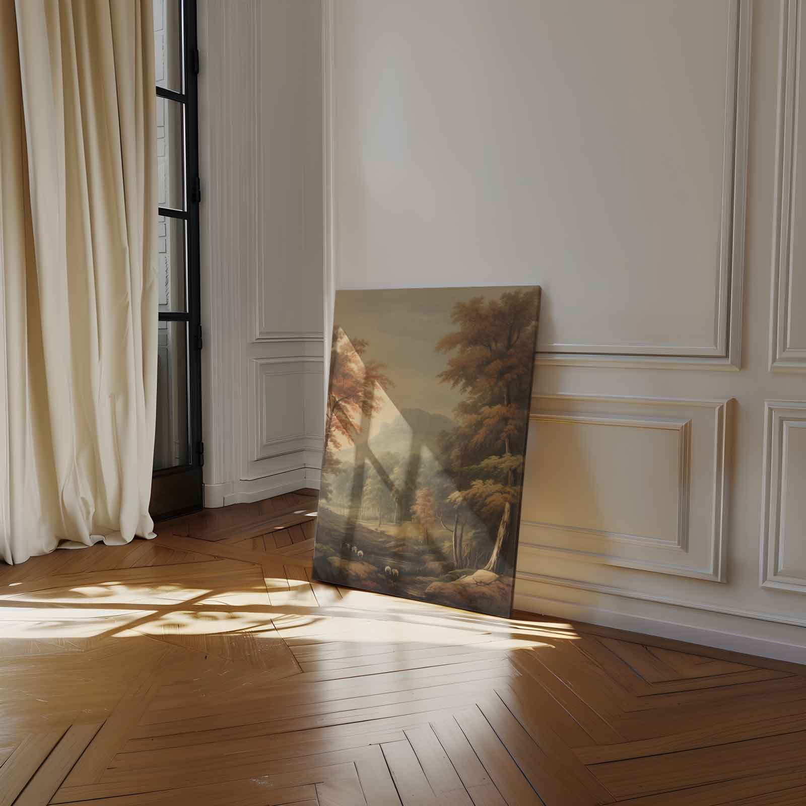 Rustieke Herfstlandschap met Bergen Kunstwerk-canvas-dibond-plexiglas-wanddecoratie-WallArtistic