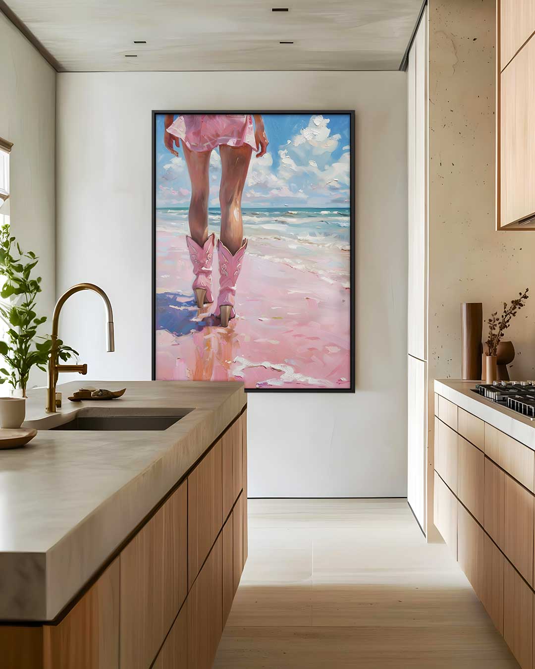Wandeling op het Strand Kunstwerk-canvas-dibond-plexiglas-wanddecoratie-WallArtistic