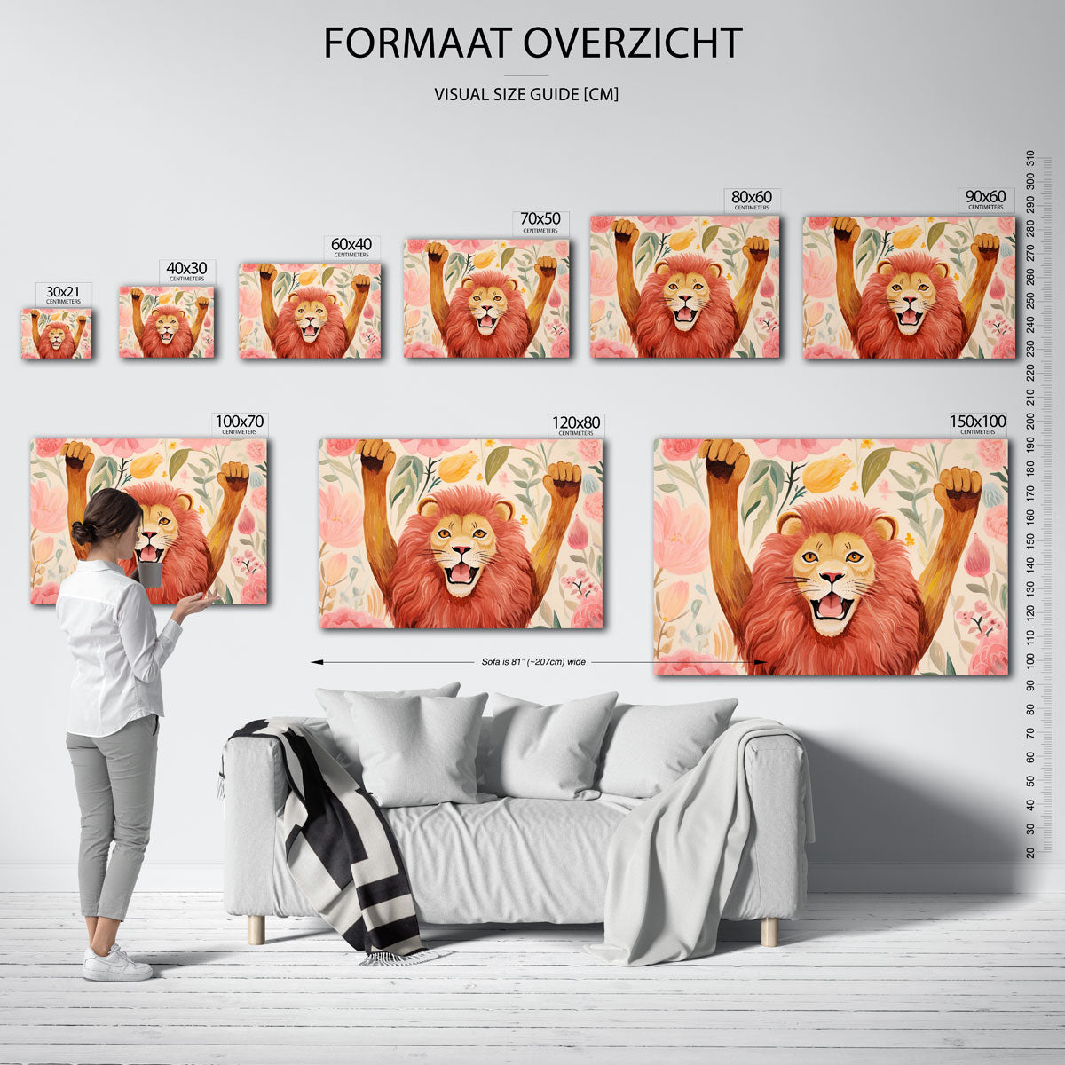 Leeuw met bloemen Poster