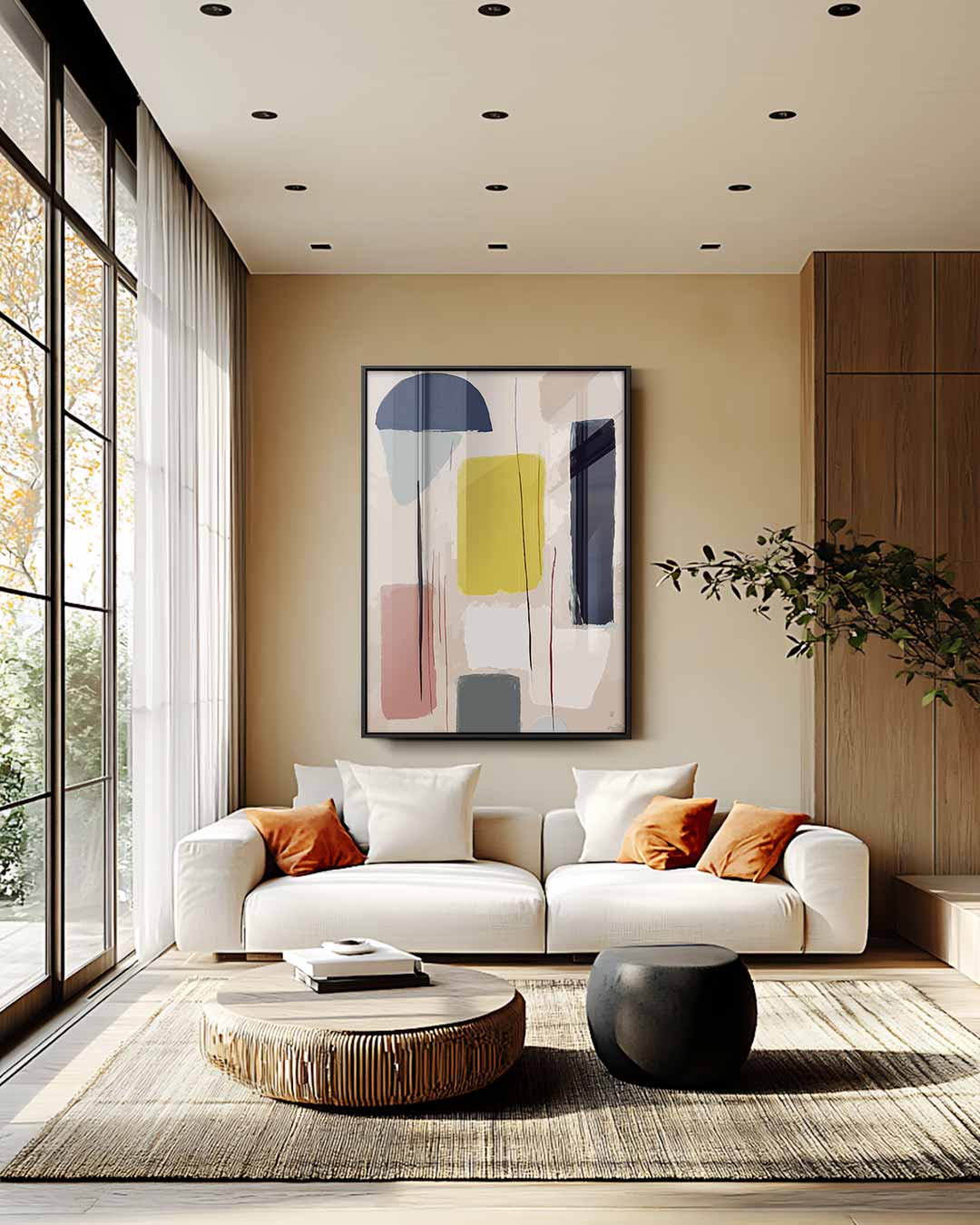 Vrolijke Kleurenmix Schilderij Kunstwerk-canvas-dibond-plexiglas-wanddecoratie-WallArtistic