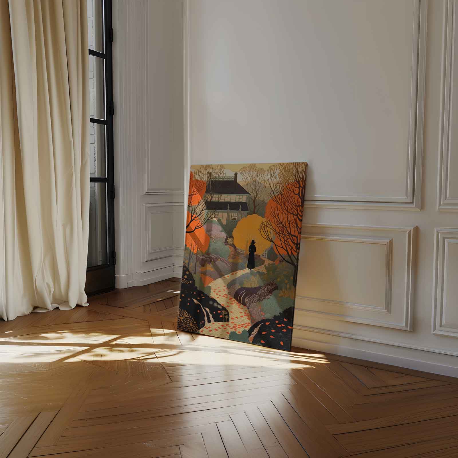 Herfstlandschap met Villa Kunstwerk-canvas-dibond-plexiglas-wanddecoratie-WallArtistic