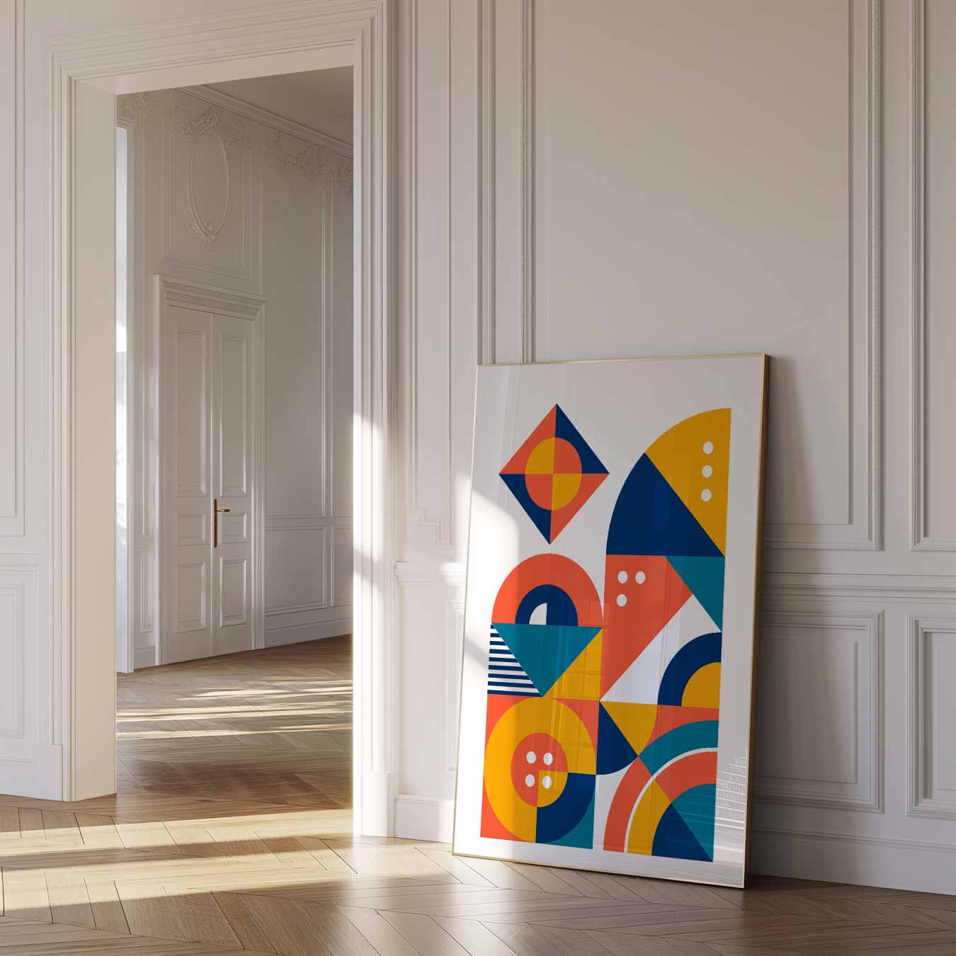 Vrolijke Geometrische Kunstposter