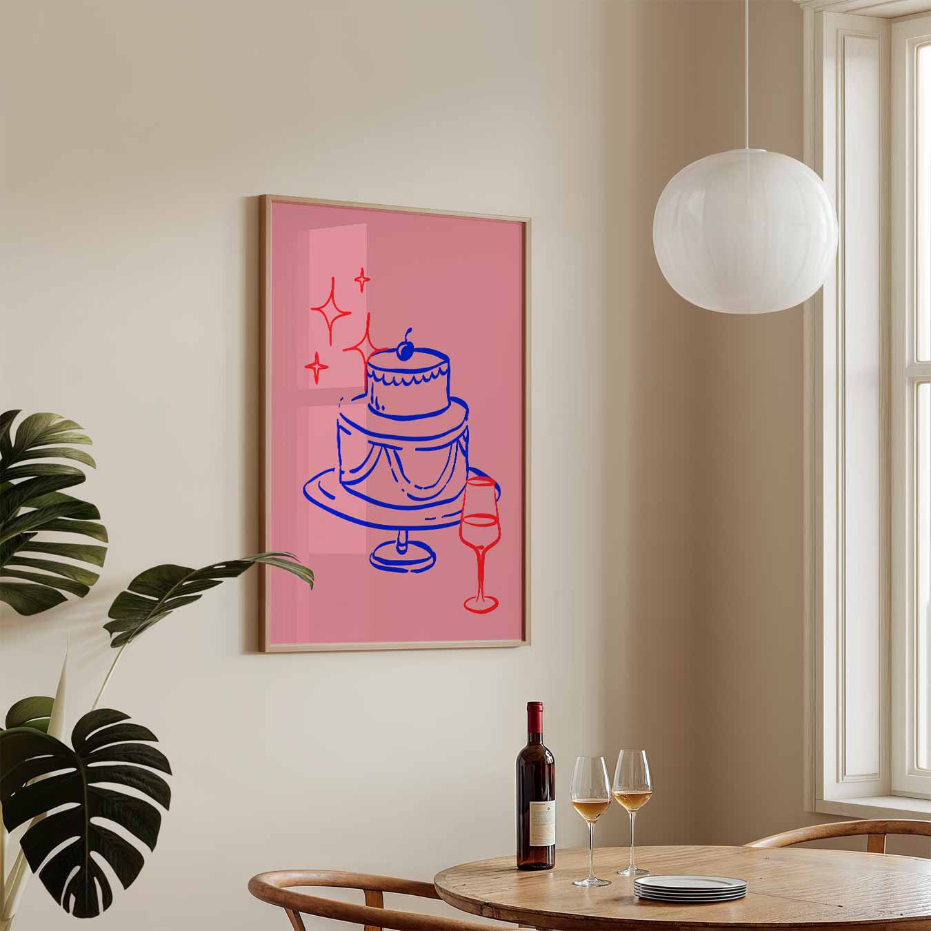 Feestelijke Taart en Wijn Poster