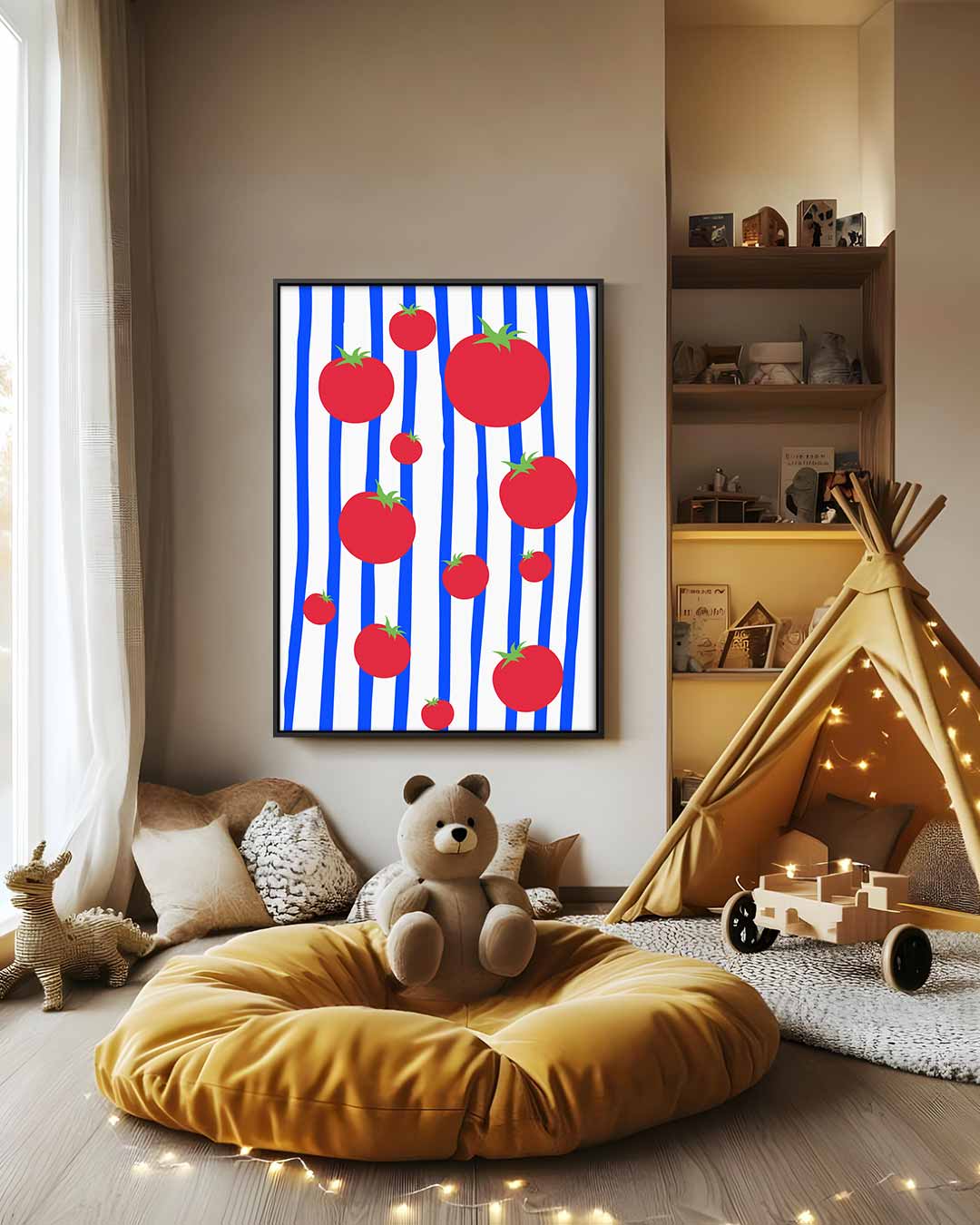 Speelse Kerstomaten Rhapsodie Kunstwerk-canvas-dibond-plexiglas-wanddecoratie-WallArtistic