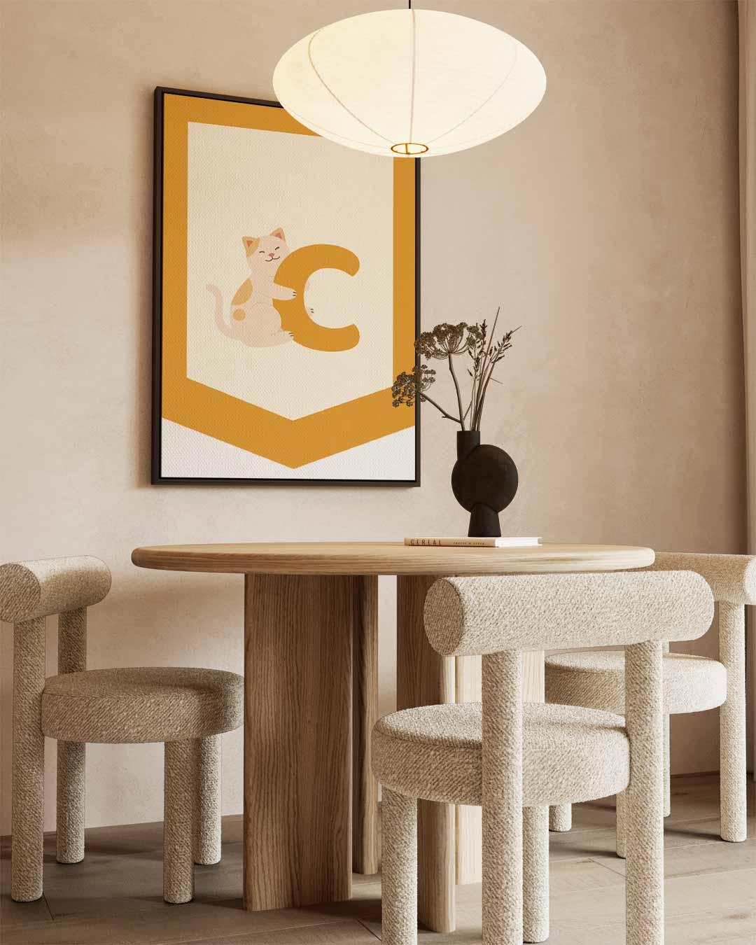 Kattenvlag met Letter C Kunstwerk-canvas-dibond-plexiglas-wanddecoratie-WallArtistic
