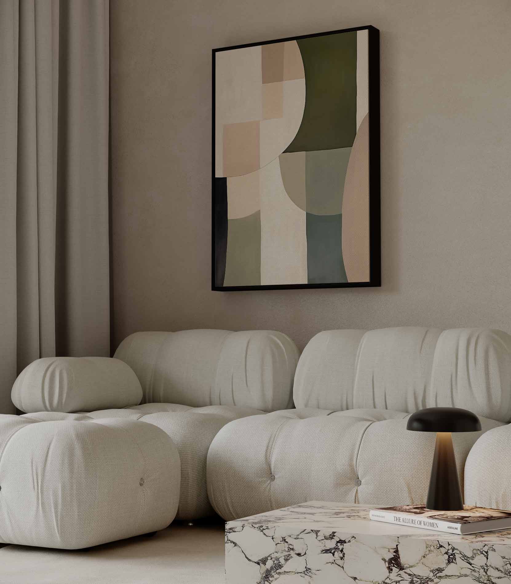 Harmonische Abstractie in Aardetinten Kunstwerk-canvas-dibond-plexiglas-wanddecoratie-WallArtistic