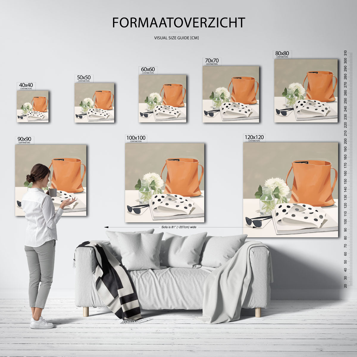 Oranje tas en bloemen Poster