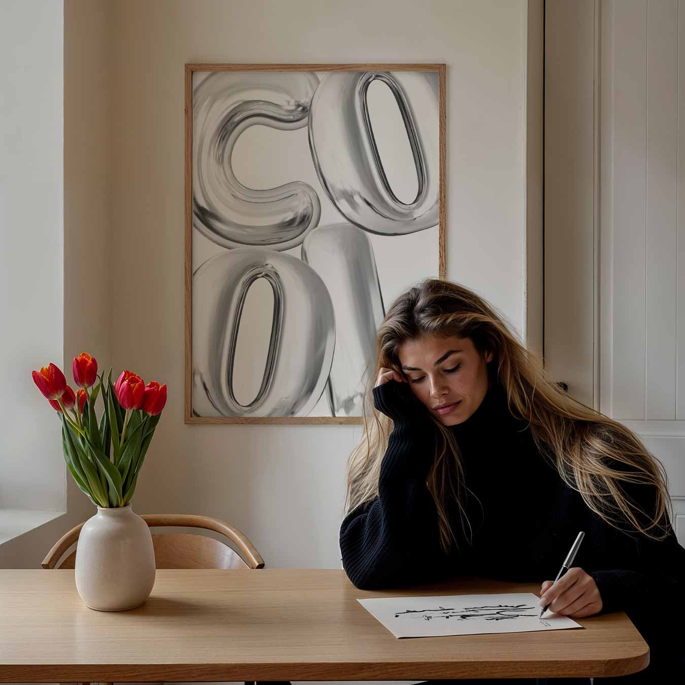 Coole Zilveren Ballonposter-WallArtistic