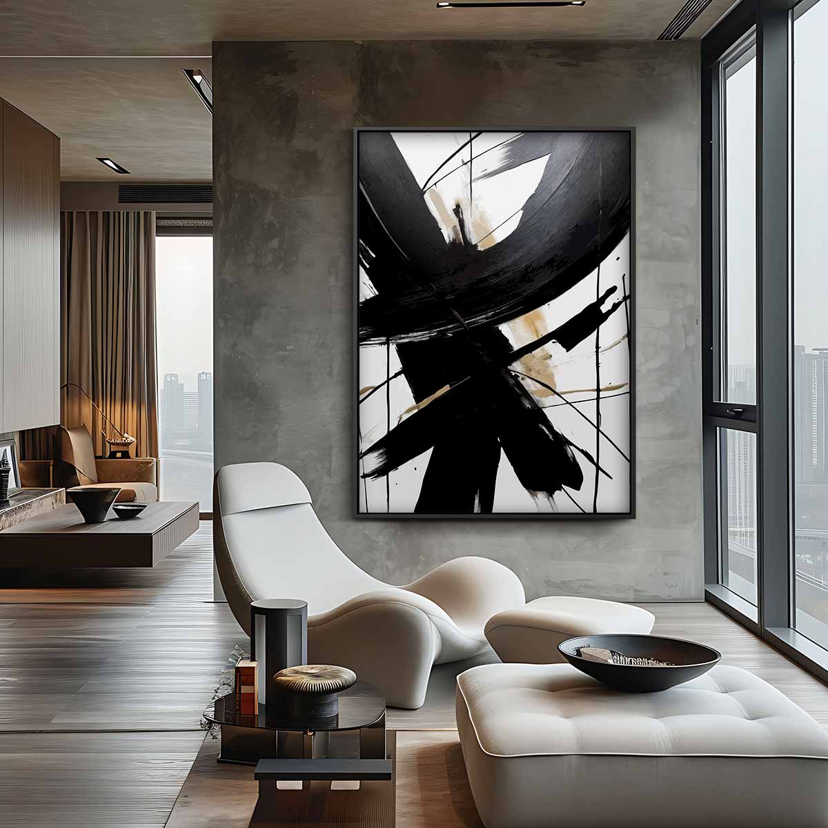 Abstracte Expressie Kunstwerk-canvas-dibond-plexiglas-wanddecoratie-WallArtistic