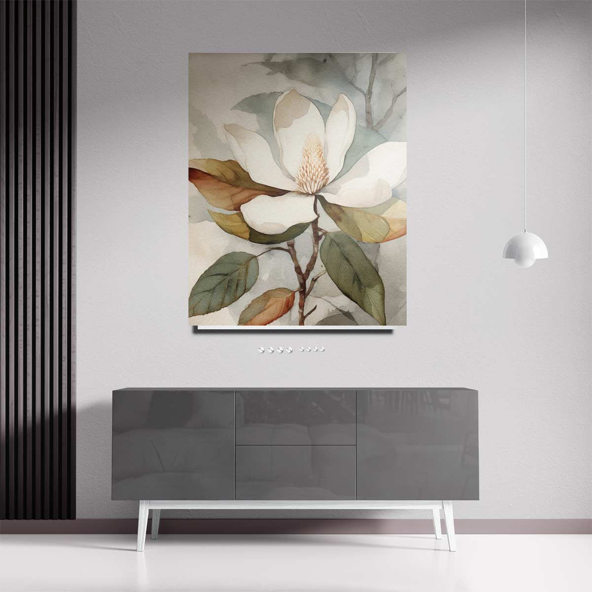 Elegante Magnolia Aquarel Kunstwerk-canvas-dibond-plexiglas-wanddecoratie-WallArtistic