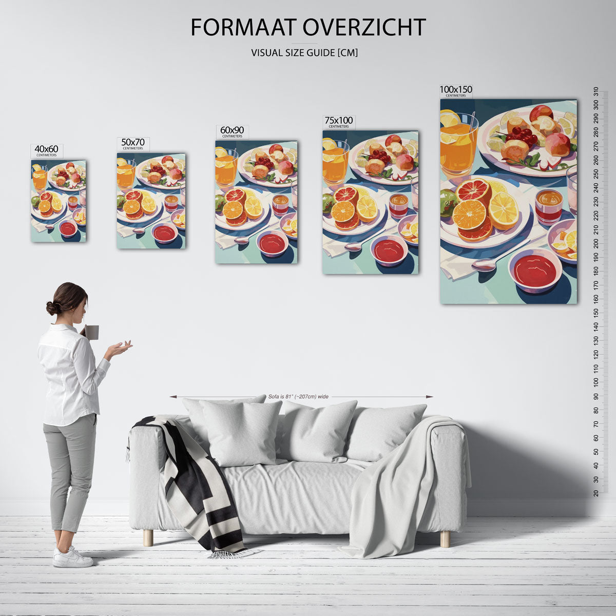 Fruitige tafelscène Kunstwerk
