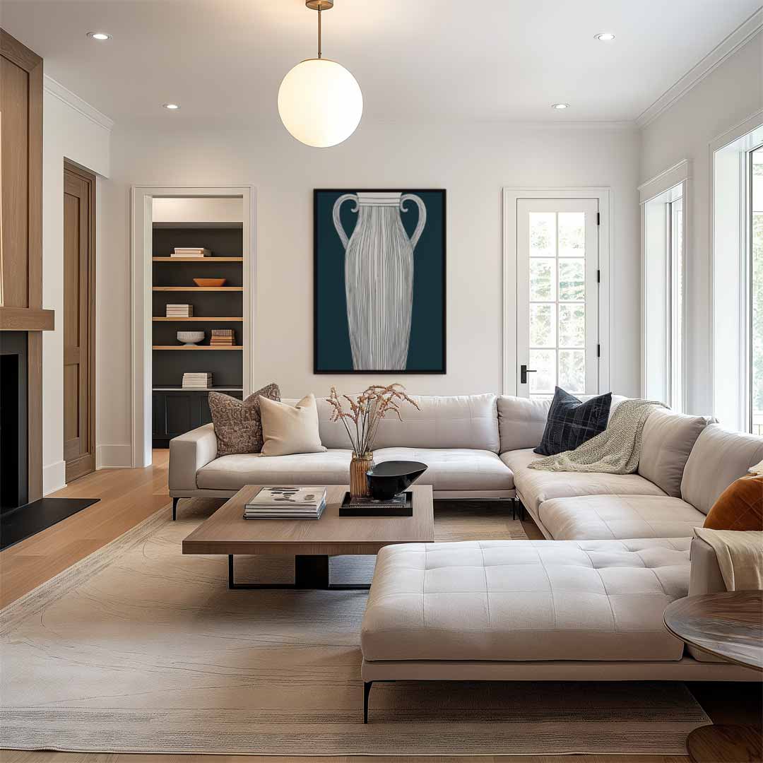 Elegante Gestreepte Vaas Kunstwerk-canvas-dibond-plexiglas-wanddecoratie-WallArtistic