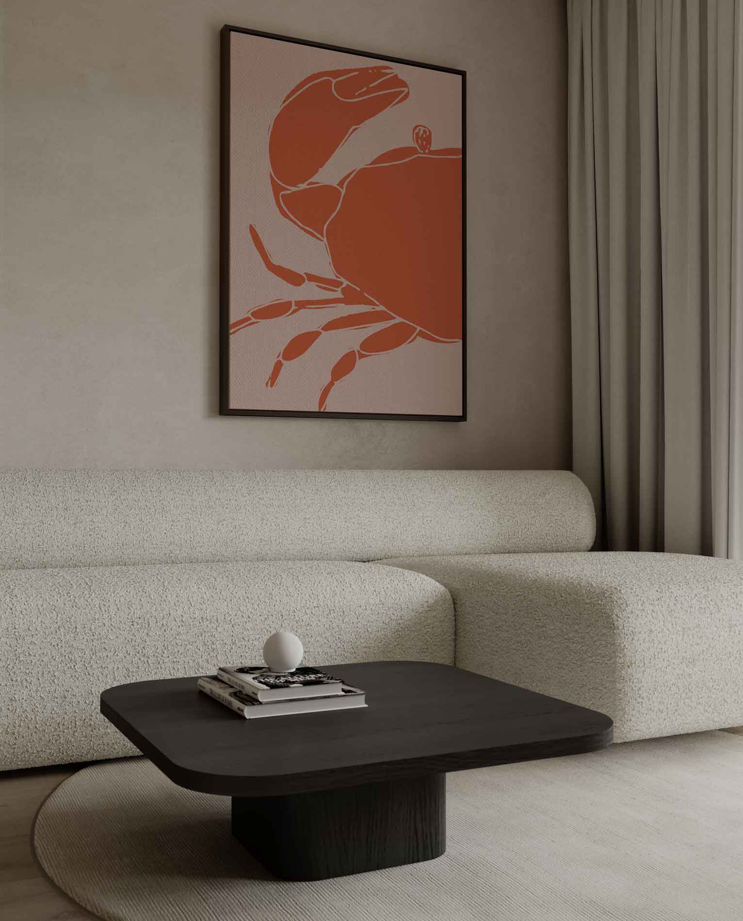 Moderne Krabsilhouet Kunstwerk-canvas-dibond-plexiglas-wanddecoratie-WallArtistic