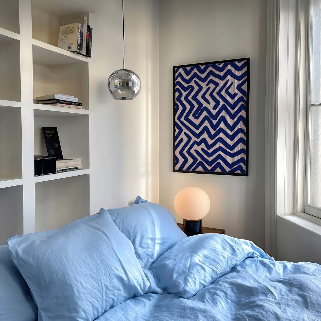 Zigzag Sfeerposter in Blauw Poster-WallArtistic