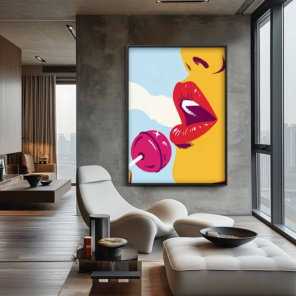 Verleiding in Popart Kunstwerk-canvas-dibond-plexiglas-wanddecoratie-WallArtistic