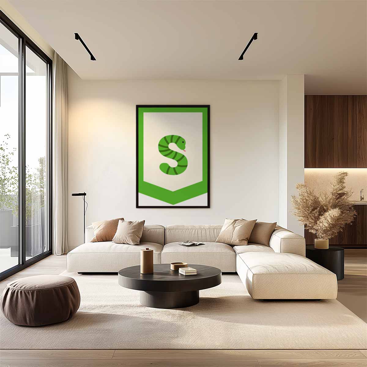 Groene Slangenkunst Kunstwerk-canvas-dibond-plexiglas-wanddecoratie-WallArtistic