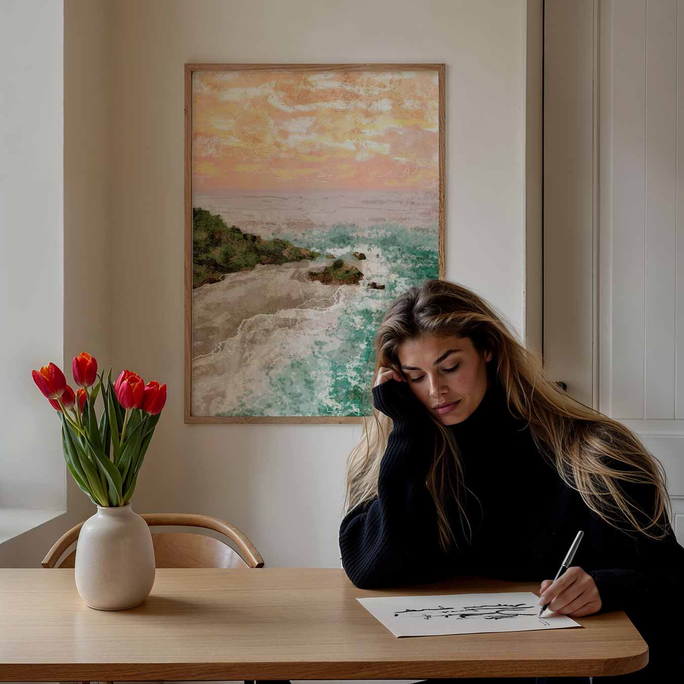 Zonsondergang Kustlandschap Poster-WallArtistic