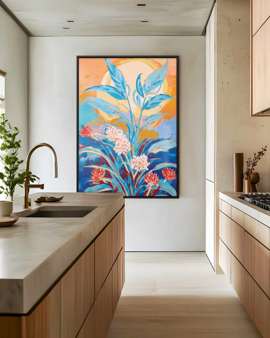 Zomerbloemen in de Wind Kunstwerk-canvas-dibond-plexiglas-wanddecoratie-WallArtistic