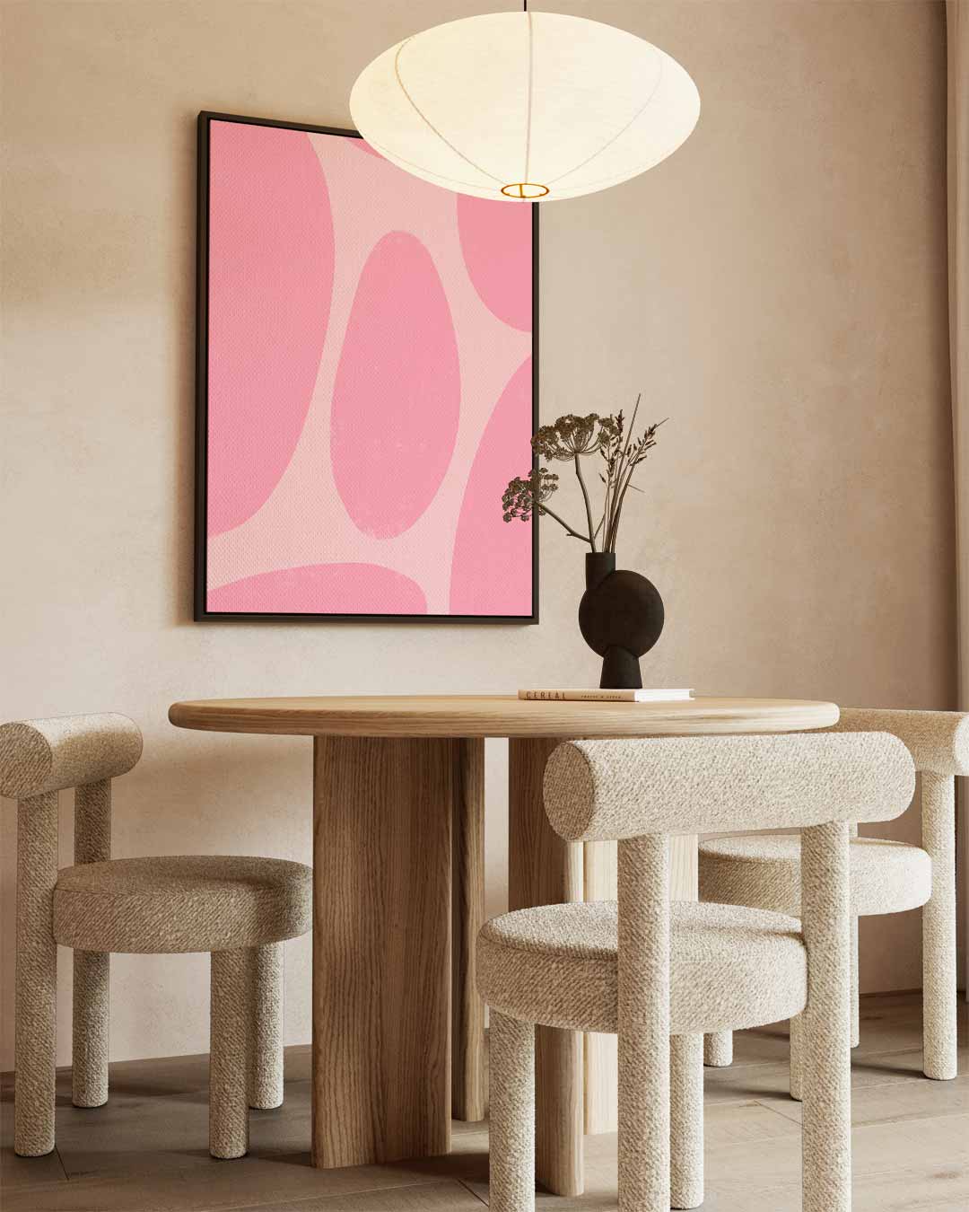 Speelse Roze Abstractie Kunstwerk-canvas-dibond-plexiglas-wanddecoratie-WallArtistic