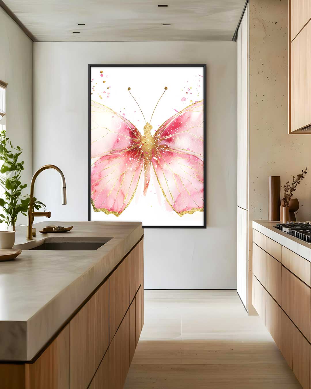 Dromerige Vlinder Aquarel Kunstwerk-canvas-dibond-plexiglas-wanddecoratie-WallArtistic