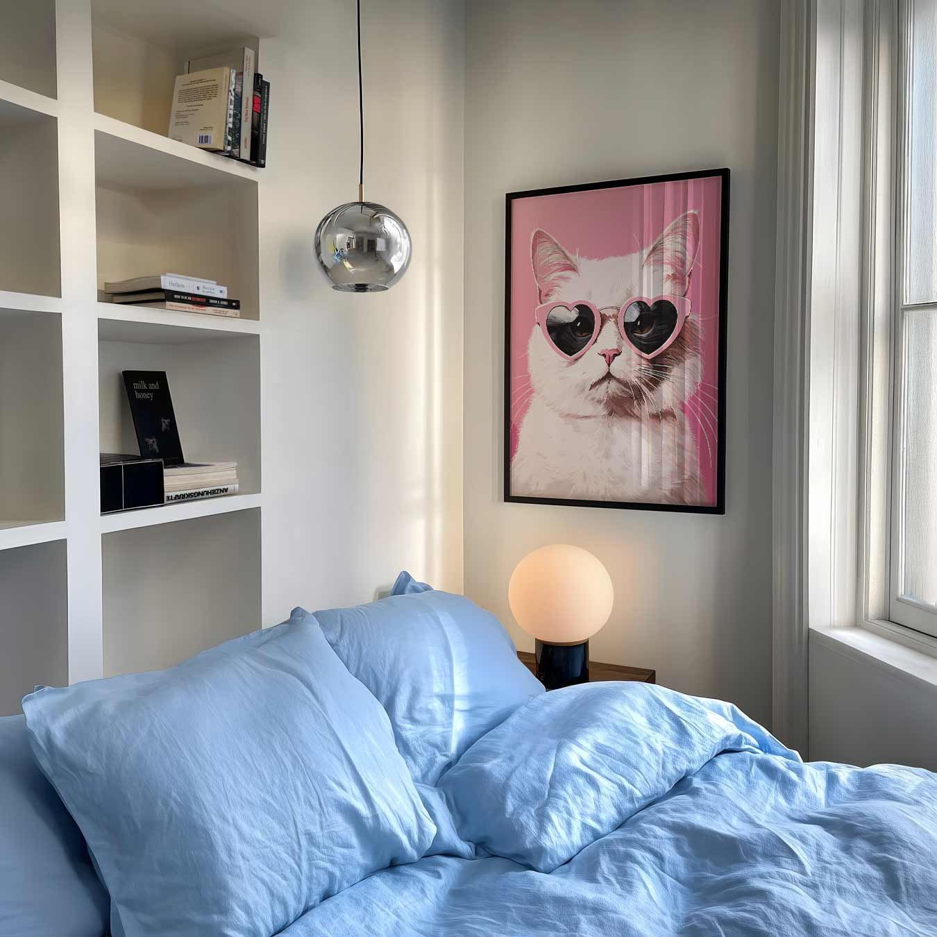 Coole Kat Met Hartjesbril Poster