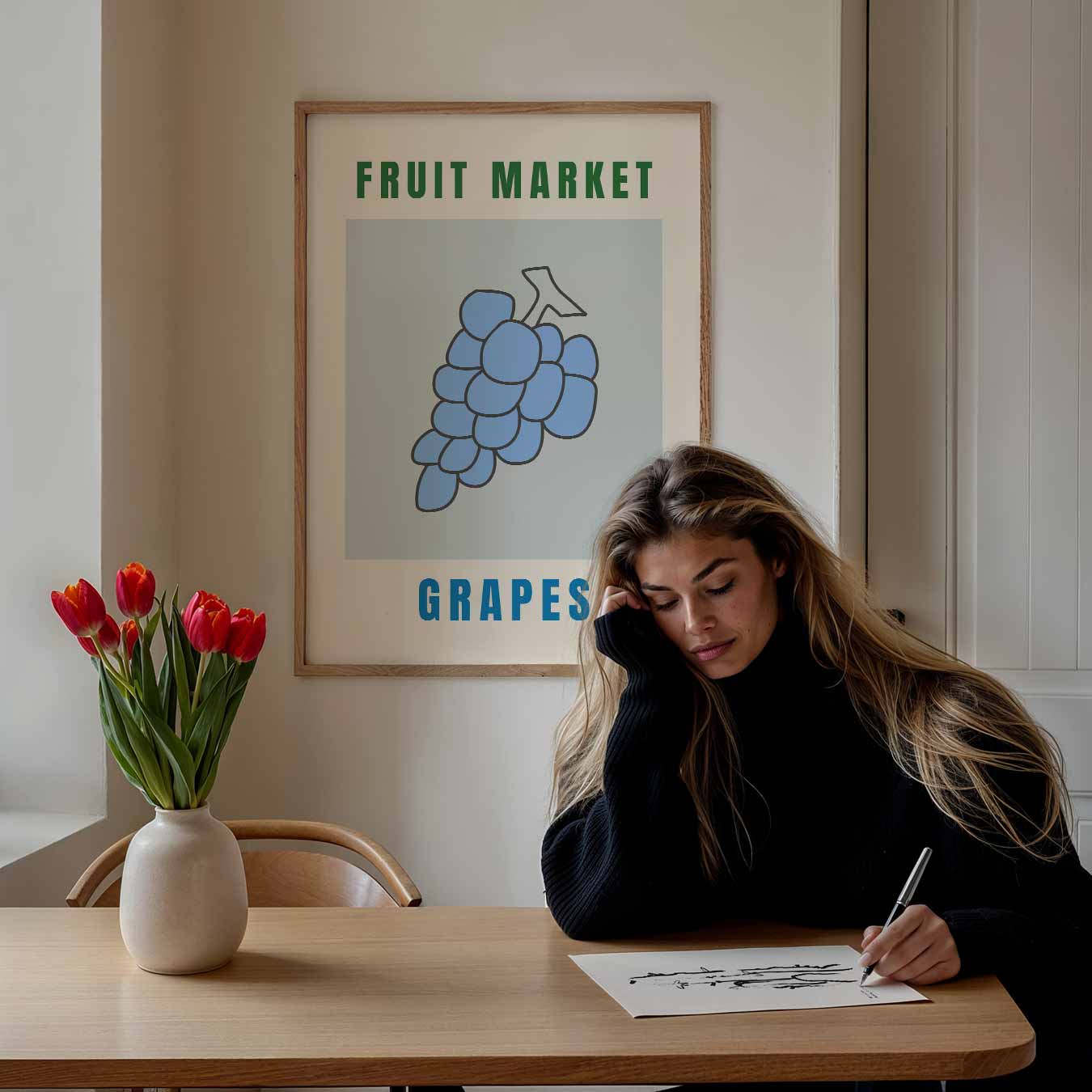 Stijlvolle Druiven Markt Poster