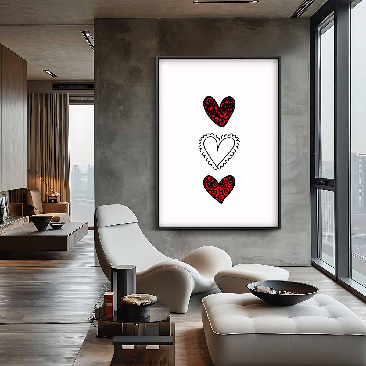 Drie Harten Inspiratie Kunstwerk-canvas-dibond-plexiglas-wanddecoratie-WallArtistic