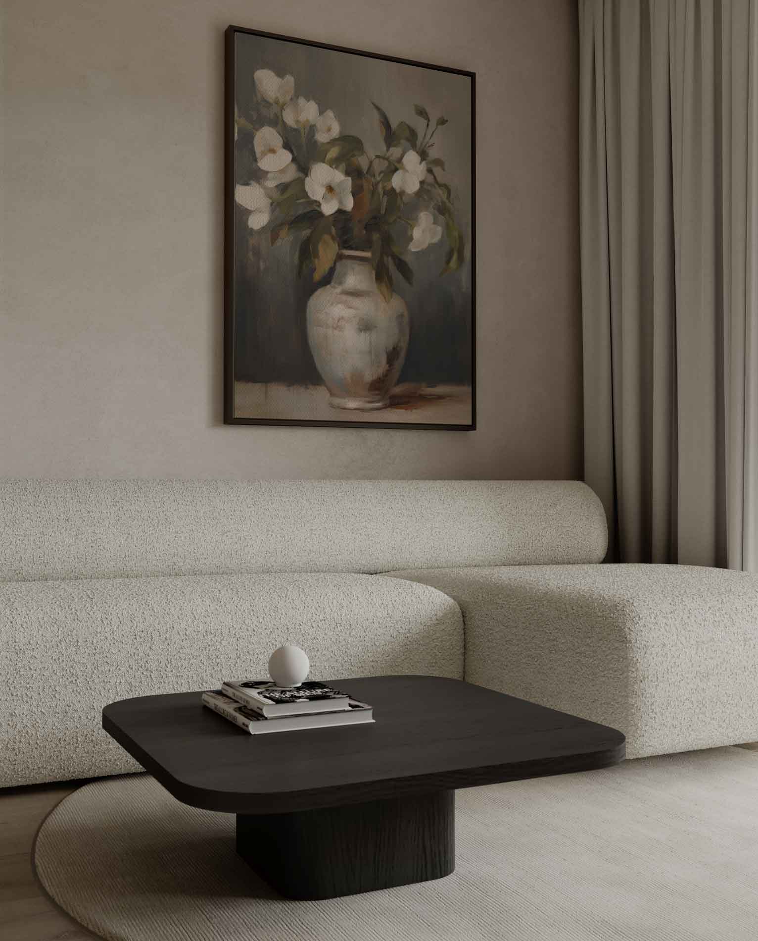 Elegante Bloemenpracht in Aardetinten Kunstwerk-canvas-dibond-plexiglas-wanddecoratie-WallArtistic