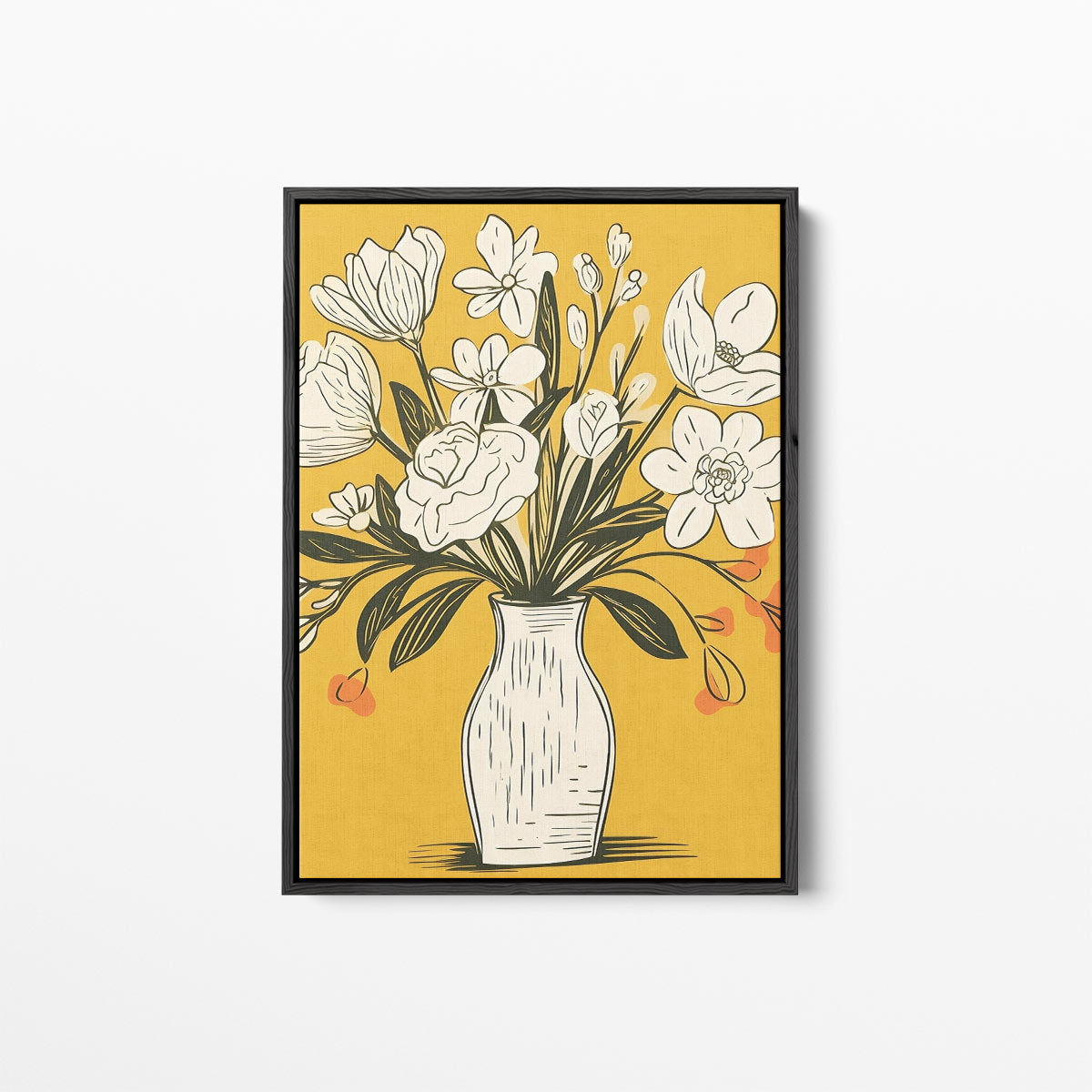 Tijdloze Bloemenvazen Illustratie Kunstwerk-canvas-dibond-plexiglas-wanddecoratie-WallArtistic