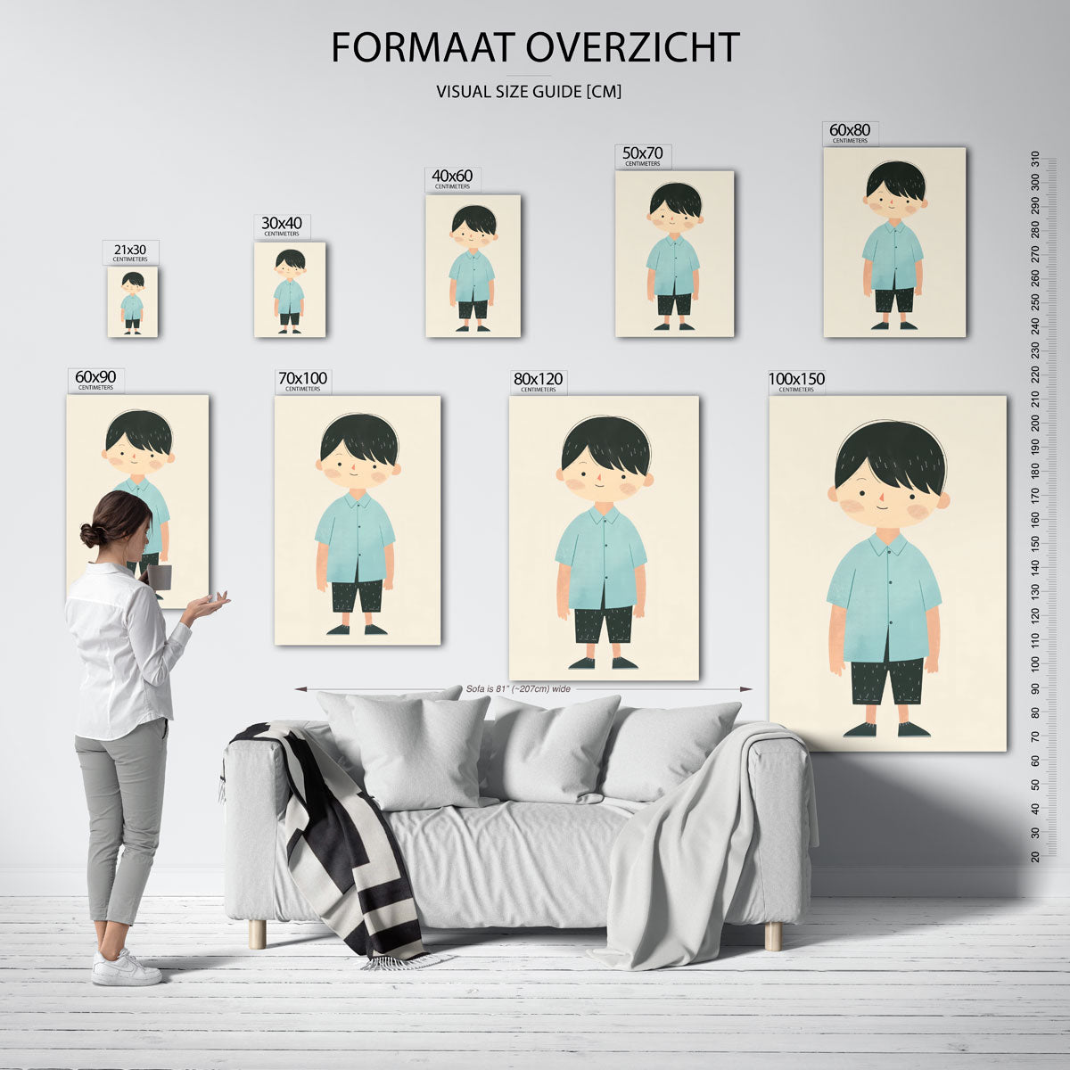 Jongen met blauwe blouse Poster