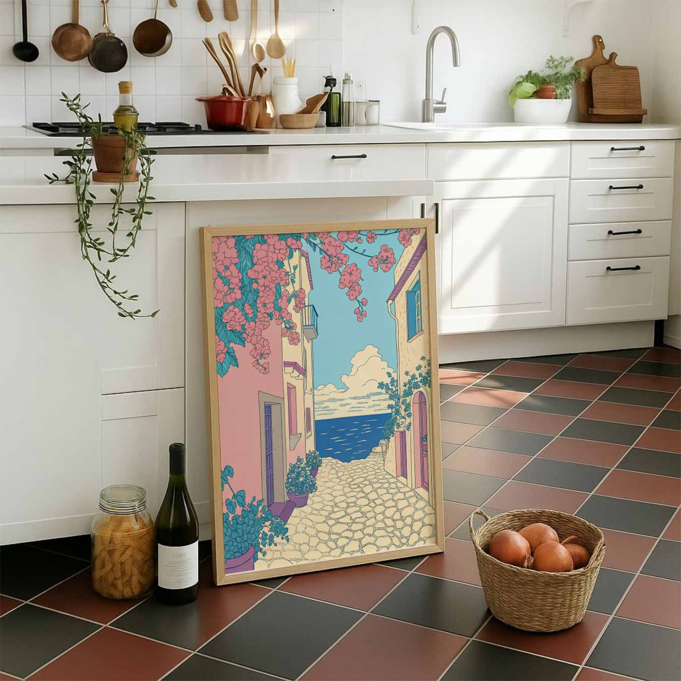 Romantische Straat aan Zee Poster