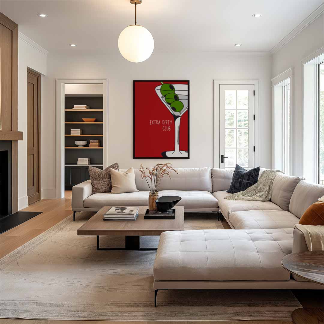 Martini en Olijven Pop Art Kunstwerk-canvas-dibond-plexiglas-wanddecoratie-WallArtistic