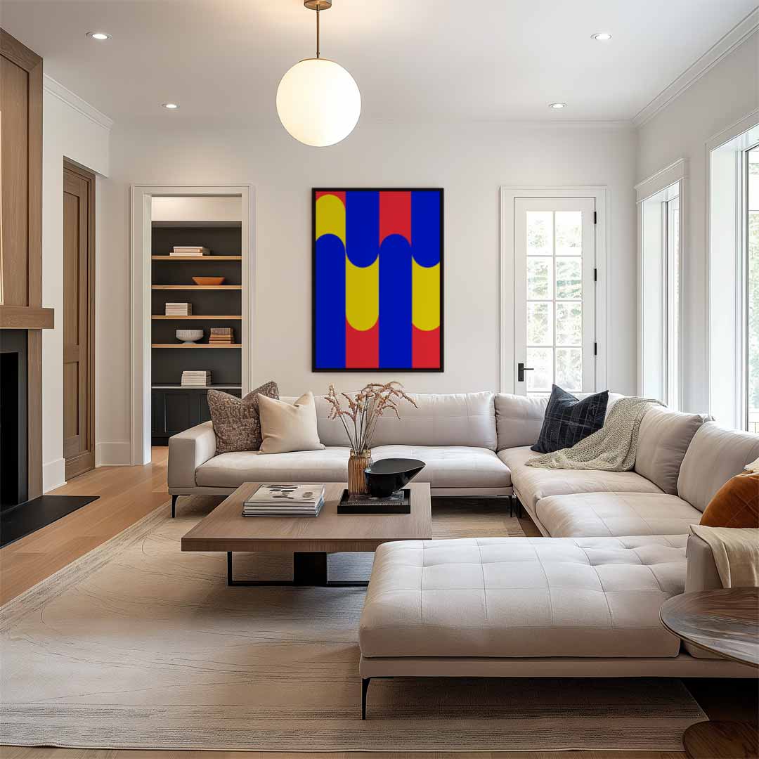 Kleurrijke Golven van Geometrie Kunstwerk-canvas-dibond-plexiglas-wanddecoratie-WallArtistic