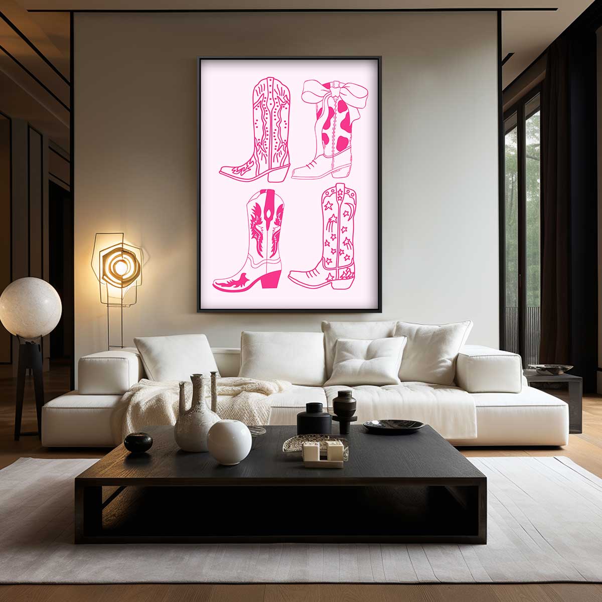Stoere Cowboyslaarzen Illustratie Kunstwerk-canvas-dibond-plexiglas-wanddecoratie-WallArtistic