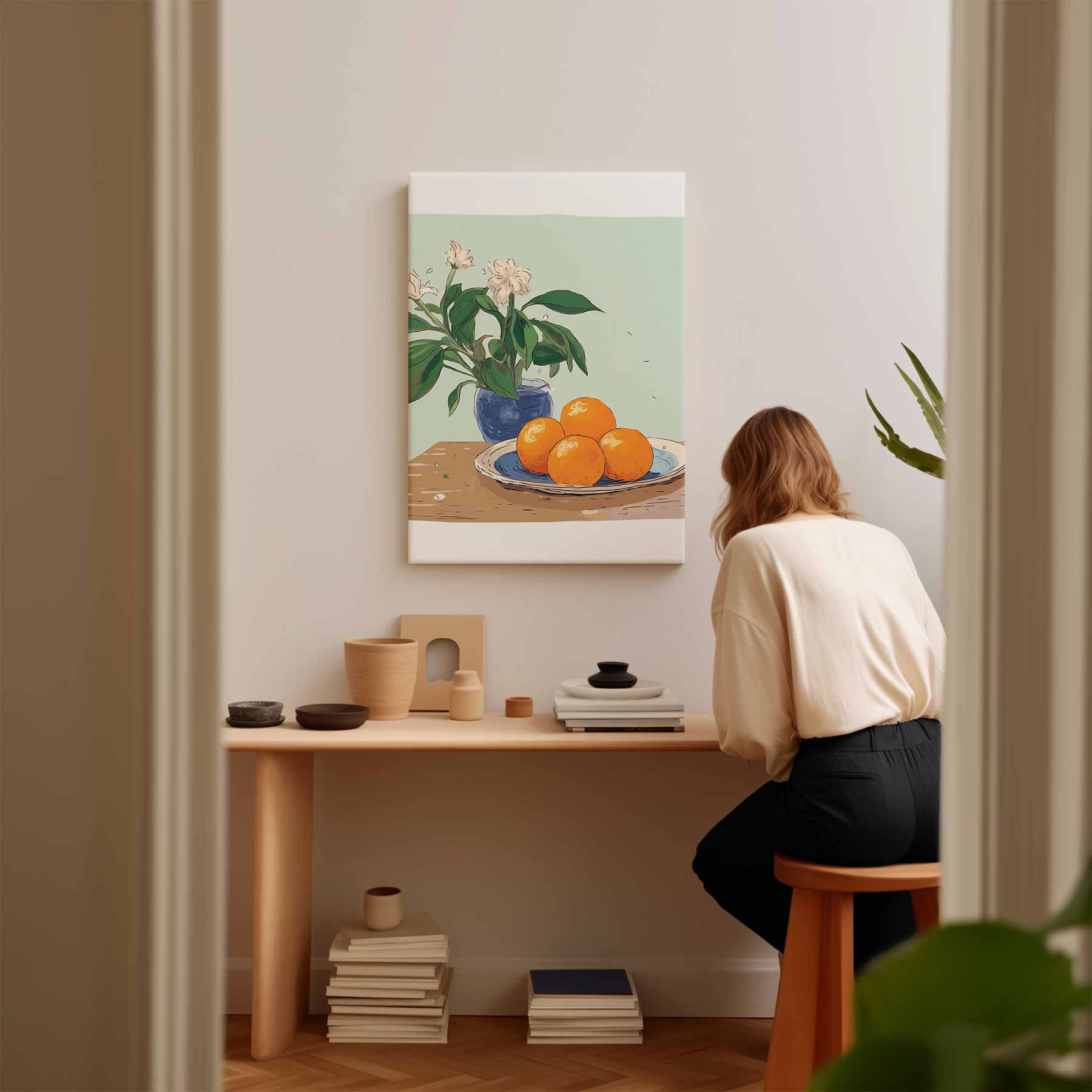 "Rustieke Stilleven met Mandarijnen" Kunstwerk-canvas-dibond-plexiglas-wanddecoratie-WallArtistic