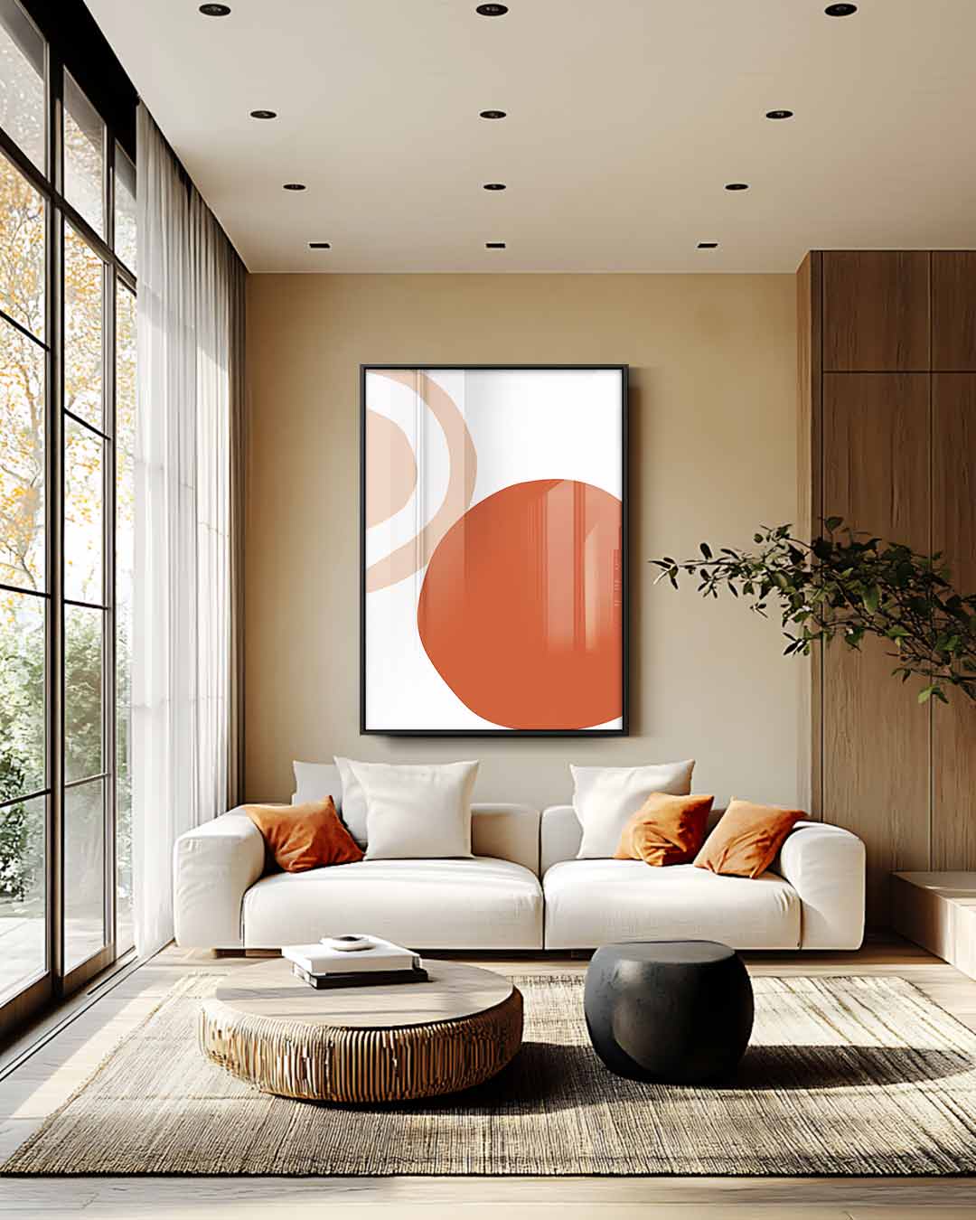 Aardetinten Abstractie Kunstwerk-canvas-dibond-plexiglas-wanddecoratie-WallArtistic