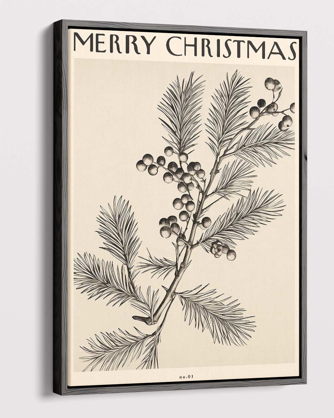 Vintage Kersttak Illustratie Kunstwerk-canvas-dibond-plexiglas-wanddecoratie-WallArtistic