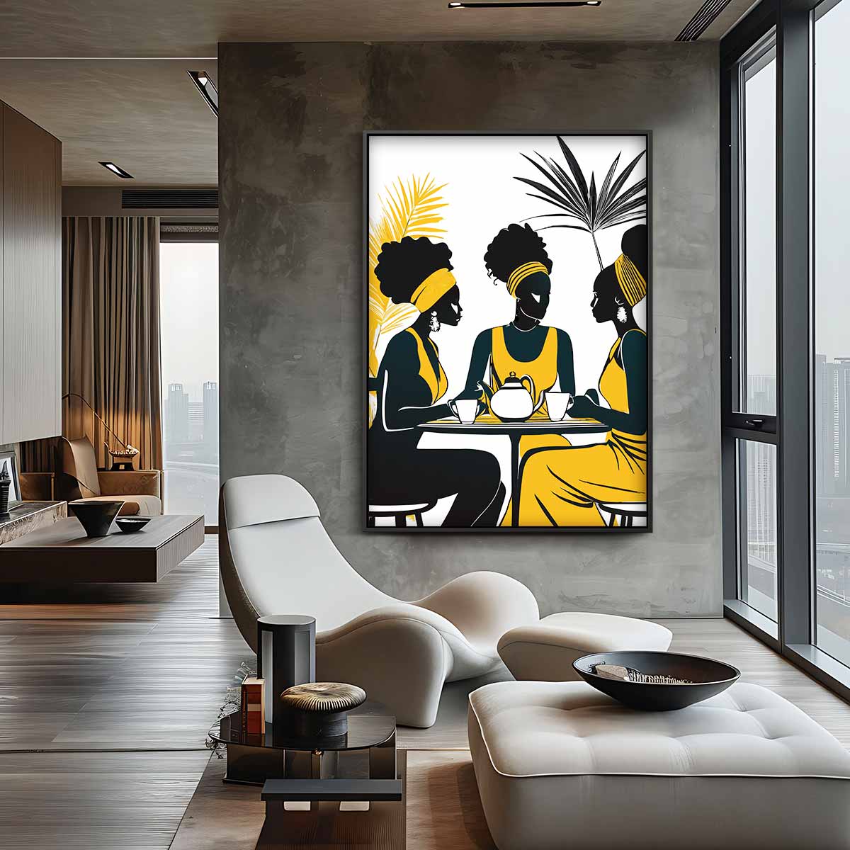 Gezellige Koffie Ontmoeting Kunstwerk-canvas-dibond-plexiglas-wanddecoratie-WallArtistic